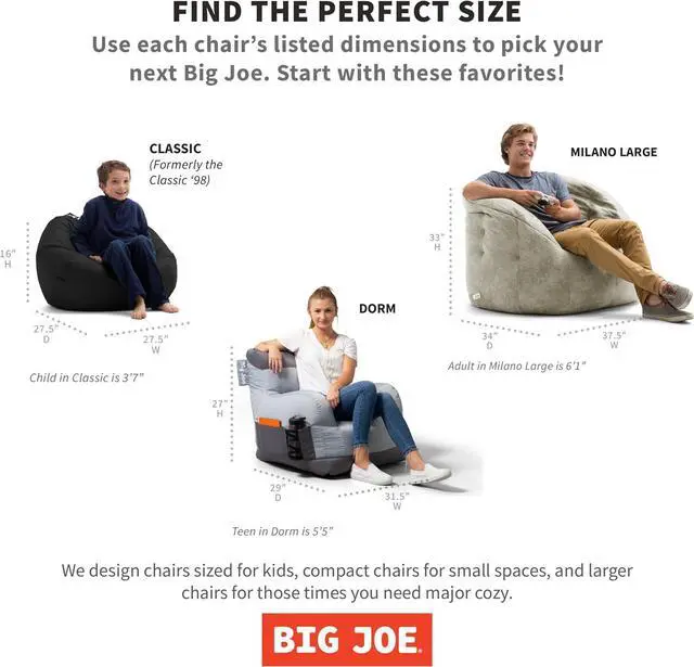 Alt view image 3 of 7 - Big Joe Roma Bean Bag Chair, Black Smartmax, Durable Polyester Nylon Blend, 3 feet