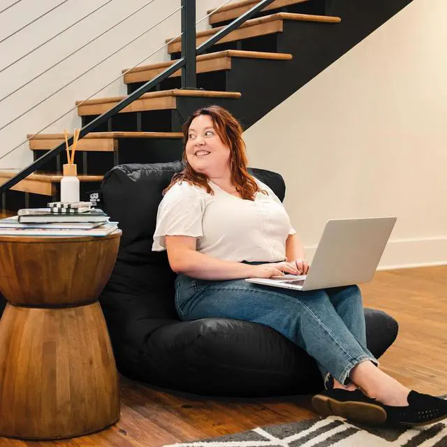 Alt view image 5 of 7 - Big Joe Roma Bean Bag Chair, Black Smartmax, Durable Polyester Nylon Blend, 3 feet