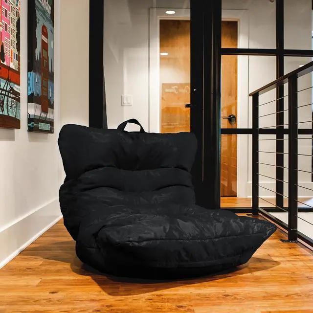 Alt view image 6 of 7 - Big Joe Roma Bean Bag Chair, Black Smartmax, Durable Polyester Nylon Blend, 3 feet