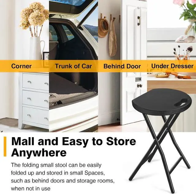 Alt view image 7 of 7 - TAVR Furniture Portable Folding Chair with Handle, Heavy Duty Round Fold Stool Chair with 500lbs Capacity for Adults, 18 Inch Foldable Stool for Dorm, Kitchen, Vanity, Church and Outdoor use