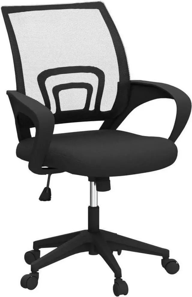 Alt view image 4 of 7 - Yaheetech Office Chair Mid Back Swivel Lumbar Support Desk Chair, Height Adjustable Computer Ergonomic Mesh Chair with Armrest Black, 2-Pack