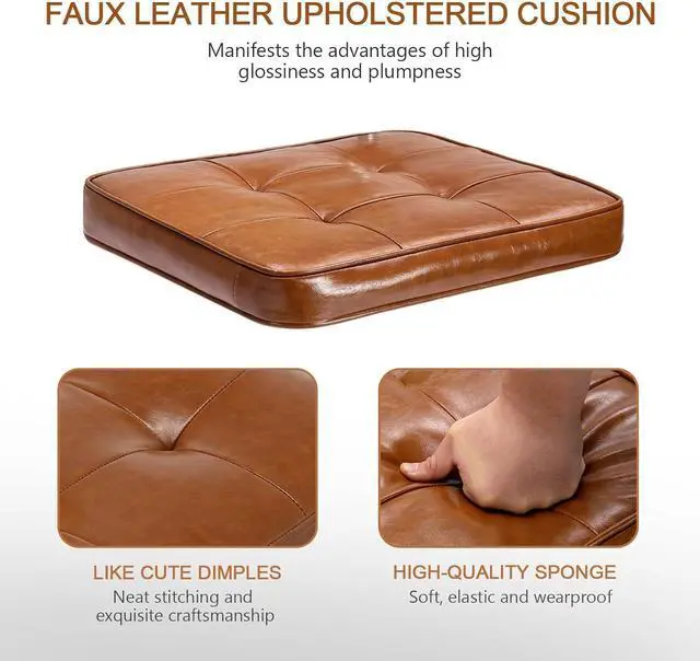 Alt view image 6 of 7 - Zesthouse Modern Home Office Chair Leather Desk Chair with Natural Rattan Back, Vanity Chair for Girls Women, Upholstered Tufted Swivel Armchair, Height Adjustable Computer Task Chair