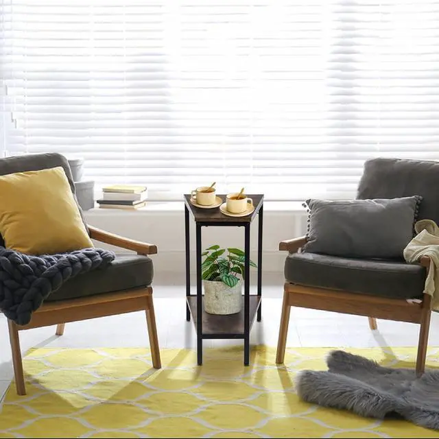 Alt view image 7 of 7 - Wedge End Table - Narrow Triangle End Table - Recliner Table with Storage - Corner Tables for Living Room - Chair Side Tables for Small Spaces - Rectangle Magazine Rack Table - Tall Slim Side Table