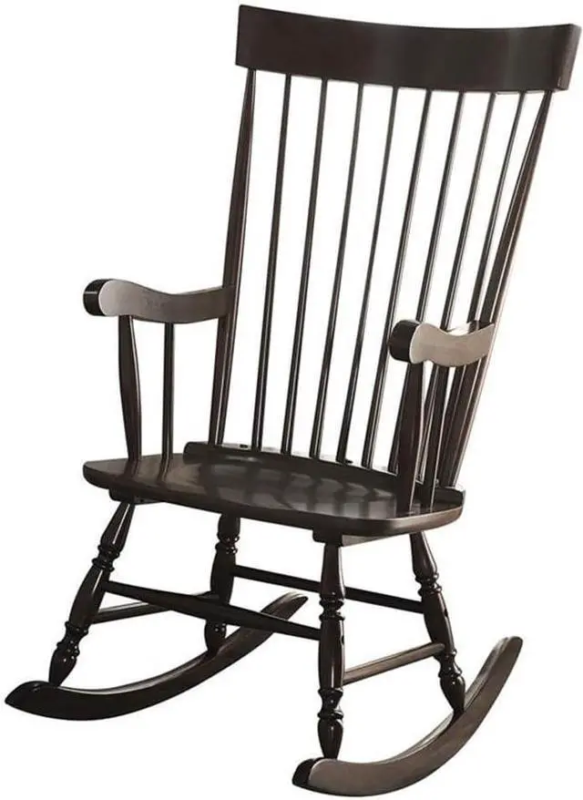 Alt view image 5 of 7 - Acme Arlo Wooden Rocking Chair with Spindle Back and Recessed Armrest in Black