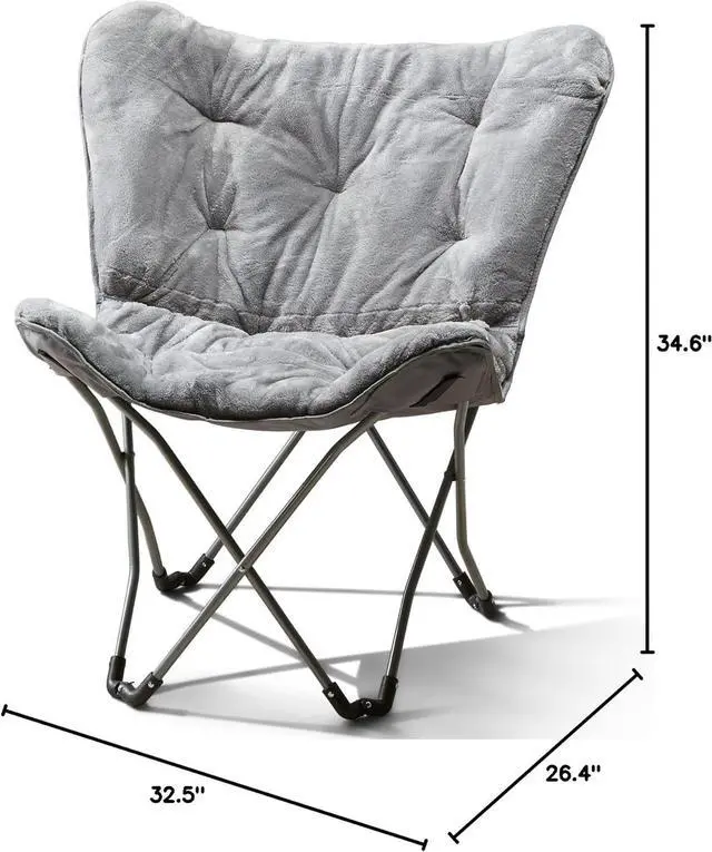 Alt view image 3 of 3 - MUHU Mainstays Folding Faux Fur Butterfly Chair, Spearmint (Gray)