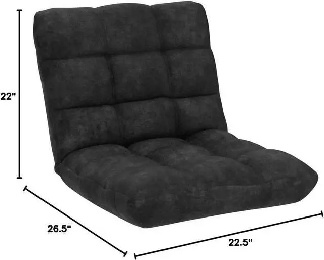 Alt view image 3 of 7 - Floor Chair with Back Support, Floor Gaming Chairs w/ 14 Adjustable Position, Padded Sleeper Bed, Couch Recliner, Folding Floor Seating for Living Room, Sofa Chair for Adults (Black)