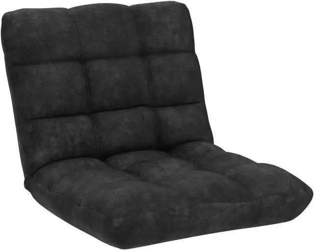 Alt view image 5 of 7 - Floor Chair with Back Support, Floor Gaming Chairs w/ 14 Adjustable Position, Padded Sleeper Bed, Couch Recliner, Folding Floor Seating for Living Room, Sofa Chair for Adults (Black)