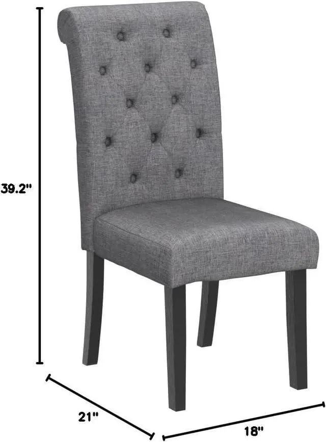 Alt view image 2 of 5 - Roundhill Furniture Leviton Solid Wood Tufted Dining Chair, Set of 2, Gray