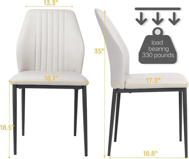 Alt view image 2 of 7 - ZckyCine Dining Chair PU Leather Living Room Chair Modern Kitchen Armless Side Chair with Metal Legs