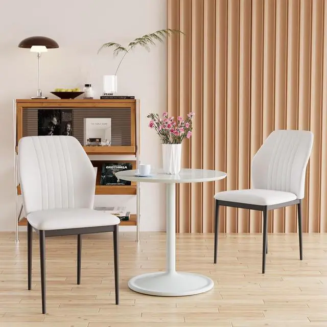 Main image of ZckyCine Dining Chair PU Leather Living Room Chair Modern Kitchen Armless Side Chair with Metal Legs