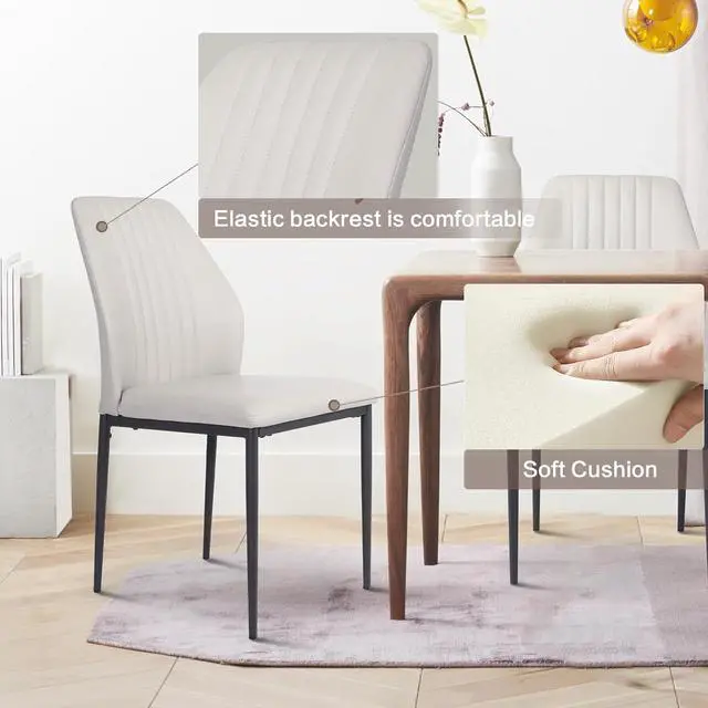 Alt view image 3 of 7 - ZckyCine Dining Chair PU Leather Living Room Chair Modern Kitchen Armless Side Chair with Metal Legs