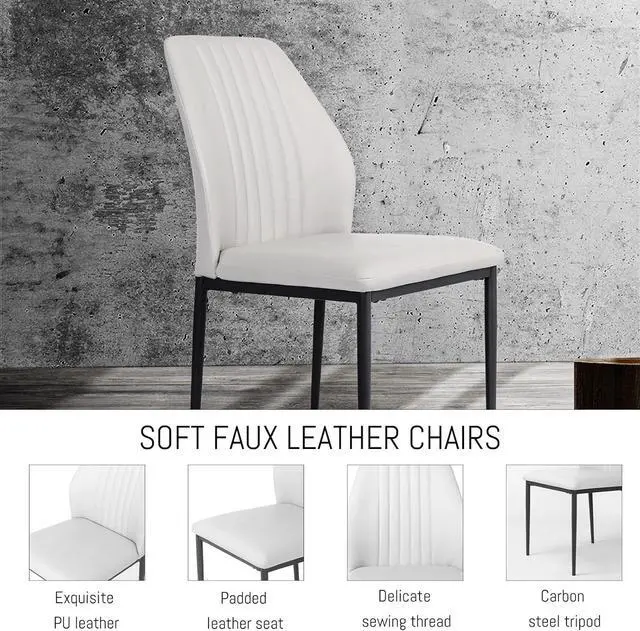 Alt view image 4 of 7 - ZckyCine Dining Chair PU Leather Living Room Chair Modern Kitchen Armless Side Chair with Metal Legs