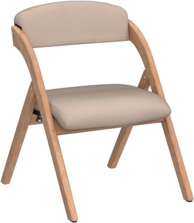 Alt view image 5 of 7 - HOMEFUN Folding Chairs with Padded Seats, Wooden Stackable Dining Chair Set of 2 with Removable Cover Extra for Guests Kitchen Office Wedding Party Picnic, Khaki