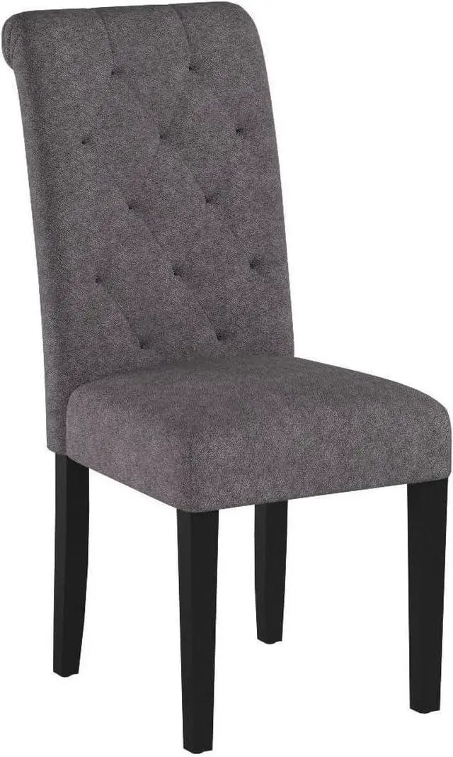 Alt view image 4 of 7 - Upholstered Dining Chairs Set of 2,Tufted Parsons Kitchen Chair with Solid Wood Legs, Modern Fabric Side Chair for Dining Room/Restaurant(2pcs,Gray)