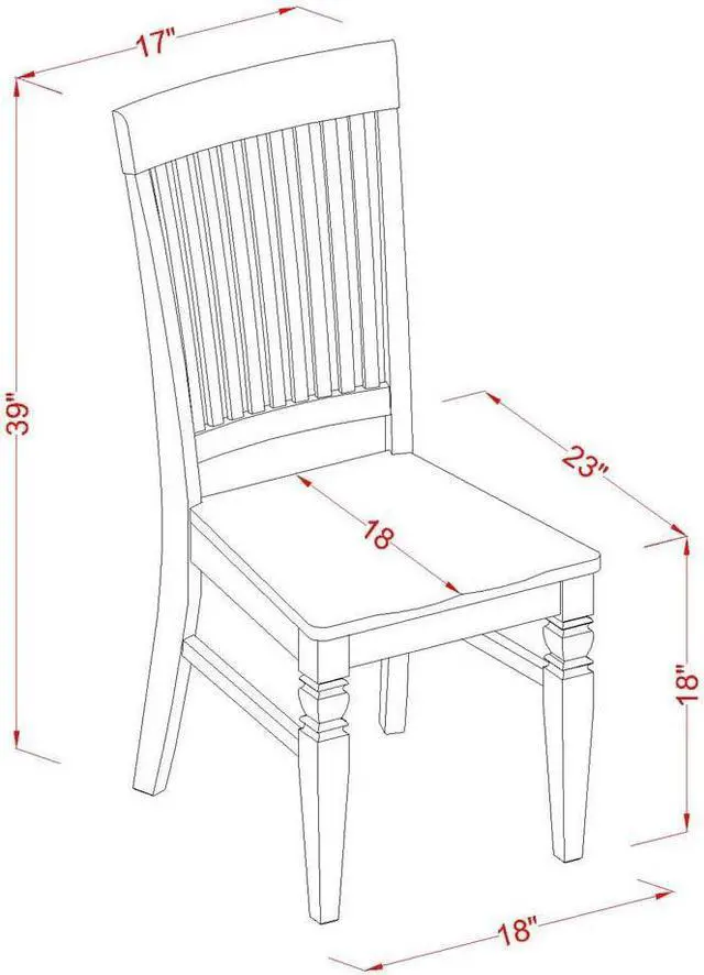 Alt view image 3 of 5 - East West Furniture WEC-BMK-W Weston Kitchen Dining Chairs - Slat Back Wood Seat Chairs, Set of 2, Buttermilk & Cherry