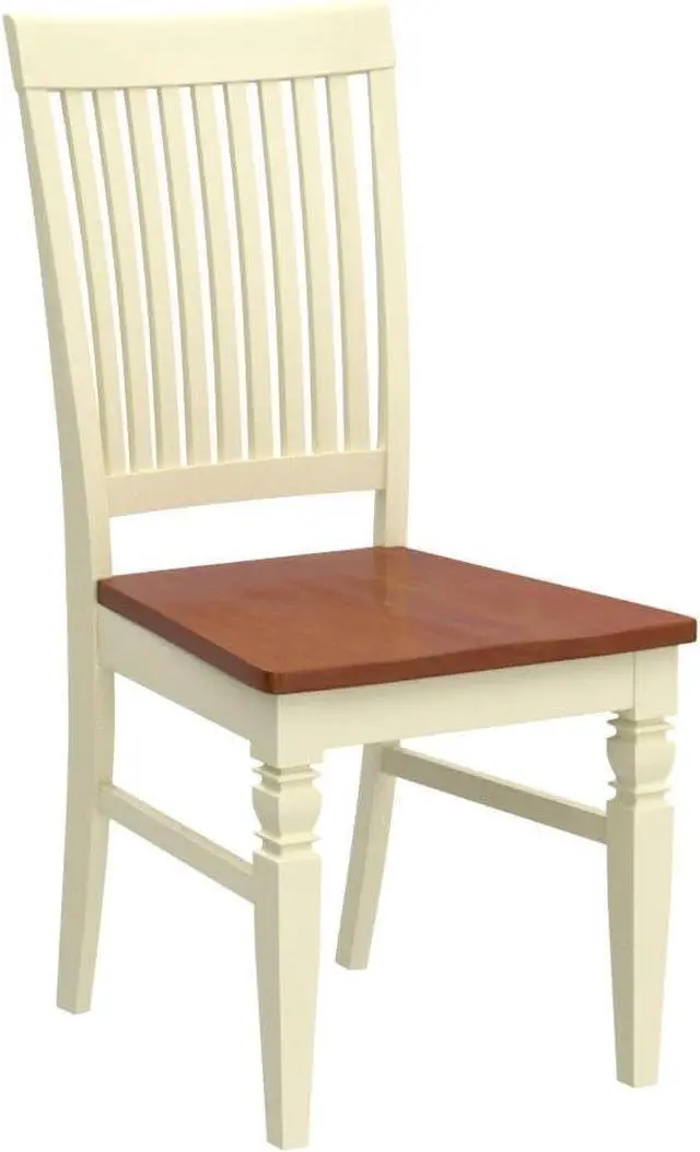 Alt view image 4 of 5 - East West Furniture WEC-BMK-W Weston Kitchen Dining Chairs - Slat Back Wood Seat Chairs, Set of 2, Buttermilk & Cherry
