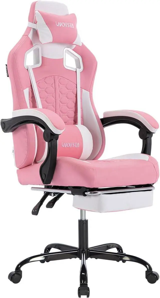 Main image of Gaming Chair with Massage,Ergonomic PC Computer Chair with Footrest Comfortable Headrest and Lumbar Support,High Back PVC Leather,300LBS (Pink)