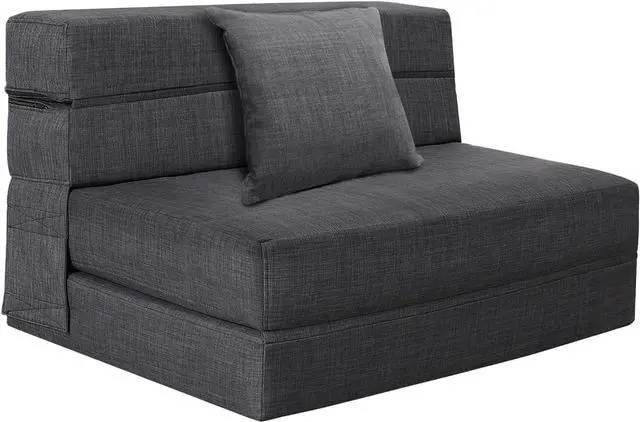 Main image of Fold Sofa Bed Couch Twin Size with Pillow Memory Foam Convertible Sleeper Chair Bed Futon Lazy for Living Room/Home Office/Guest Beds/Apartment/Upstairs Loft,Dark Gray