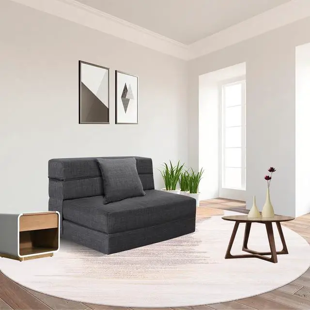 Alt view image 2 of 6 - Fold Sofa Bed Couch Twin Size with Pillow Memory Foam Convertible Sleeper Chair Bed Futon Lazy for Living Room/Home Office/Guest Beds/Apartment/Upstairs Loft,Dark Gray