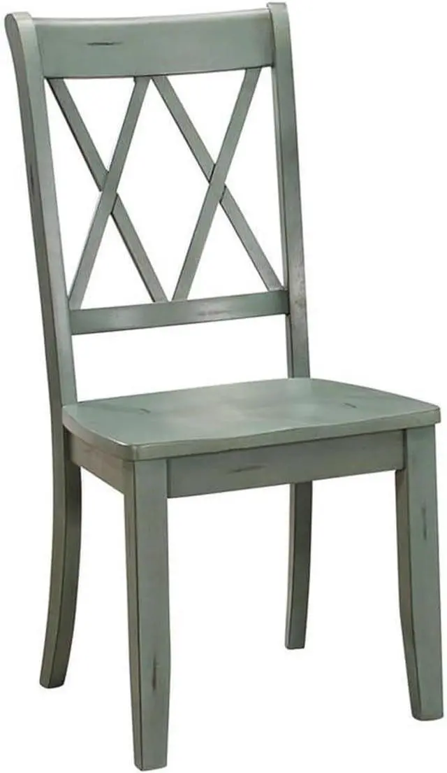 Main image of Homelegance Janina Dining Room Chairs Set of 2, Modern Farmhouse Dining Chairs Set of 2, Solid Wood, X Cross Back, Traditional Modern Ranch Style Kitchen For Table, Armless, Easy Assembly, Teal