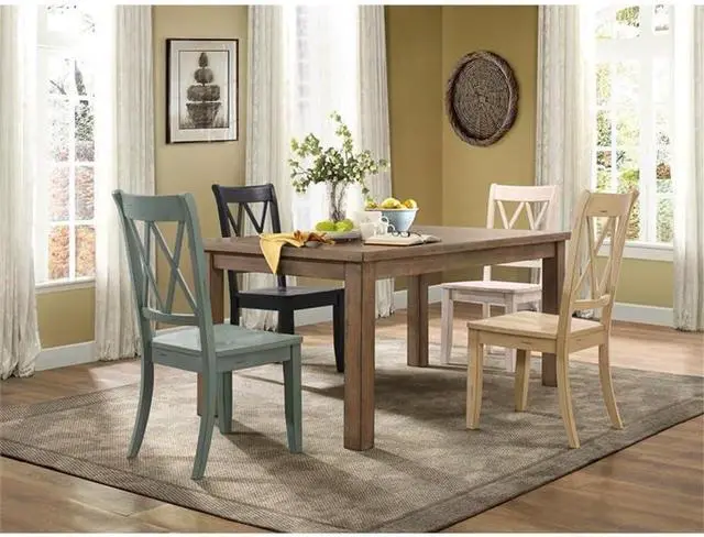 Alt view image 4 of 5 - Homelegance Janina Dining Room Chairs Set of 2, Modern Farmhouse Dining Chairs Set of 2, Solid Wood, X Cross Back, Traditional Modern Ranch Style Kitchen For Table, Armless, Easy Assembly, Teal