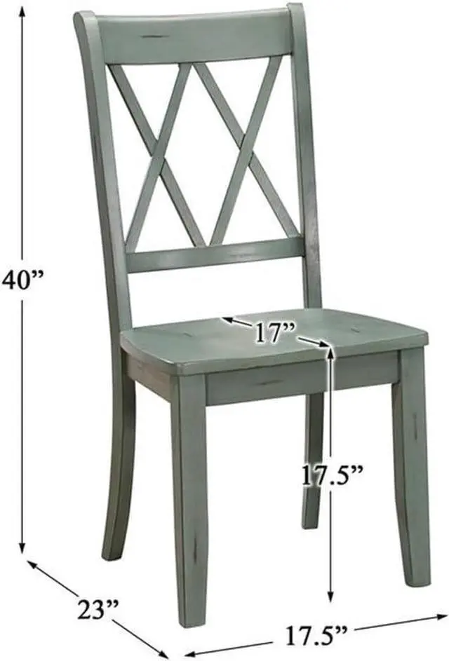 Alt view image 3 of 5 - Homelegance Janina Dining Room Chairs Set of 2, Modern Farmhouse Dining Chairs Set of 2, Solid Wood, X Cross Back, Traditional Modern Ranch Style Kitchen For Table, Armless, Easy Assembly, Teal