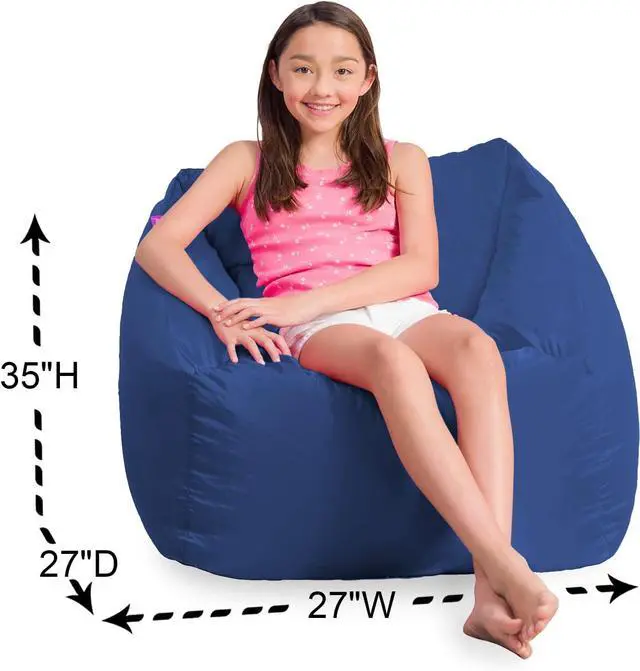 Alt view image 3 of 6 - Posh Creations Coronado Bean Bag Boys and Girls Large Chair for Kids, for Gaming and Playrooms, Soft Nylon-Navy