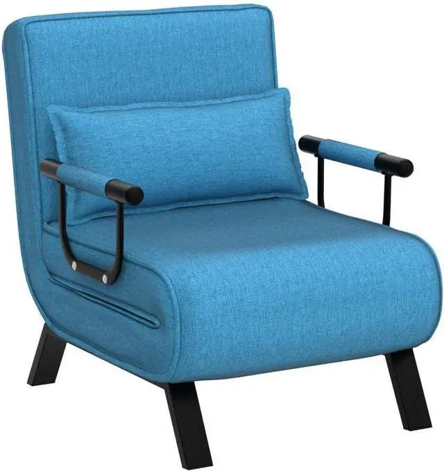 Alt view image 5 of 7 - KOMFOTT Convertible Sleeper Chair Bed, 4-in-1 Folding Sofa Bed with 6-Position Adjustable Backrest, Upholstered Chaise Lounge with Removable Pillow, Leisure Recliner Lounge Couch for Home Office