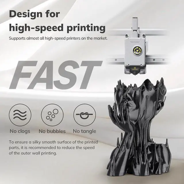 Alt view image 4 of 7 - AMOLEN Silk PLA 3D Printer Filament, Shiny Silk Black PLA Filament 1.75mm, 3D Printing PLA Filament for Most 3D Printer, 1kg Spool(2.2lbs)