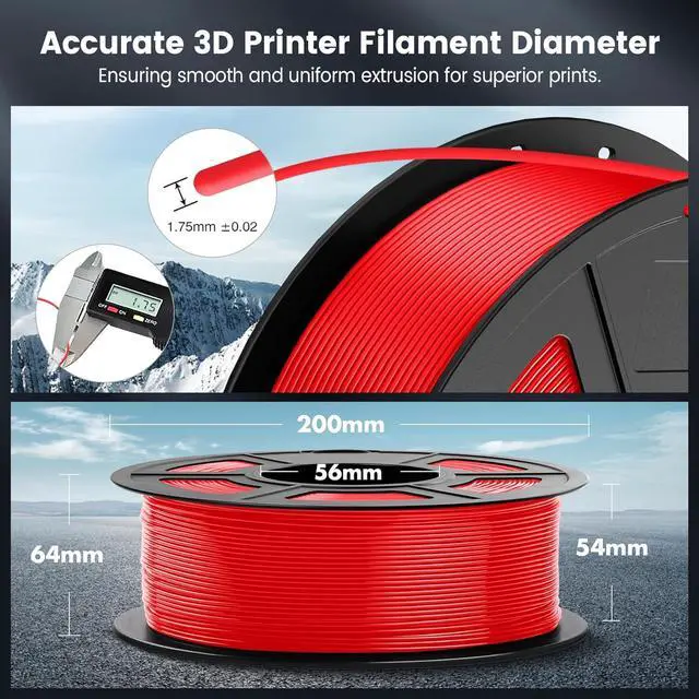 Alt view image 5 of 7 - SUNLU PLA 3D Printer Filament PLA Filament 1.75mm, Neatly Wound PLA 3D Printing Filament 1.75mm, Dimensional Accuracy +/- 0.02 mm, Fit Most FDM 3D Printers, 1kg Spool (2.2lbs), PLA Red