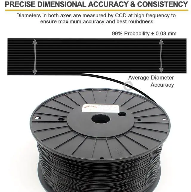Alt view image 2 of 7 - RepRapper Black MPLA (Modified PLA) Extra Strong PLA Plus Filament for 3D Printer 1.75mm (± 0.03mm) 6.6lbs (3kg)