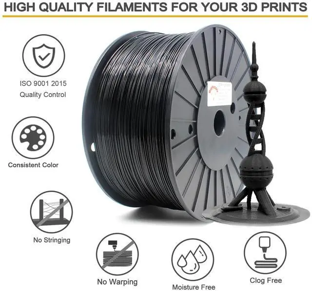 Alt view image 4 of 7 - RepRapper Black MPLA (Modified PLA) Extra Strong PLA Plus Filament for 3D Printer 1.75mm (± 0.03mm) 6.6lbs (3kg)