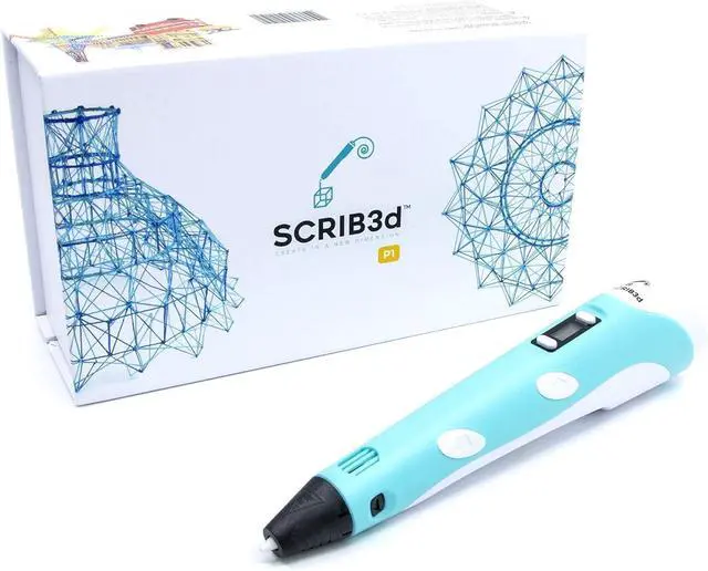 Alt view image 2 of 6 - SCRIB3D P1 3D Printing Pen with Display - Includes 3D Pen, 3 Starter Colors of PLA Filament, Stencil Book + Project Guide, and Charger