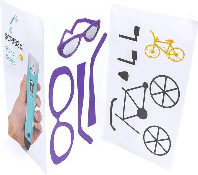 Alt view image 4 of 6 - SCRIB3D P1 3D Printing Pen with Display - Includes 3D Pen, 3 Starter Colors of PLA Filament, Stencil Book + Project Guide, and Charger