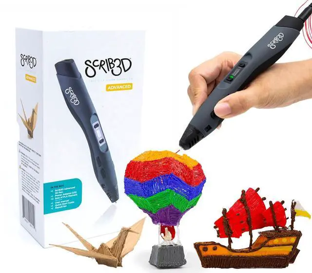 Main image of SCRIB3D Advanced 3D Printing Pen with 20 Feet of Filament, Stencil Book, and Project Guide