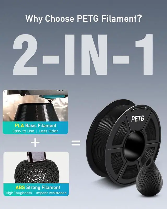 Alt view image 2 of 7 - SUNLU PETG Filament 1.75mm Bundle, Less Stringing and Good Layer Adhesion PETG 3D Printer Filament, Individually Vacuum Packed, 2kg in Total, 1kg per Spool, PETG 2 Pack, Black+Black