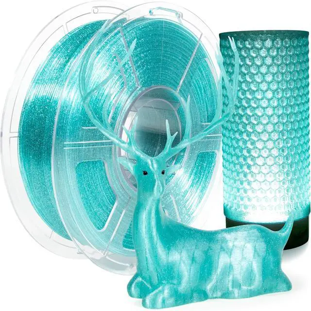 Main image of IEMAI Glitter Clear PETG Filament 1.75mm Sky Blue 1KG, Sparkly Transparent Finish 3D Printer Filament Easy to Print for Lampshades, Home Decor & DIY Models