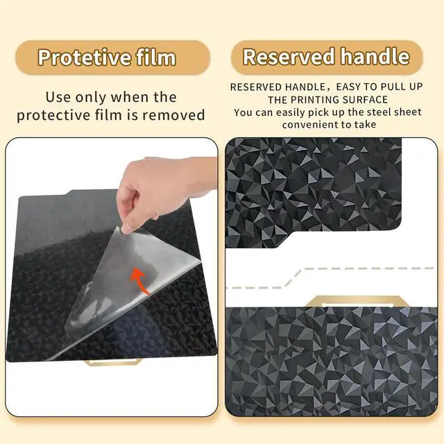 Alt view image 5 of 6 - PEO+PEI Build Plate for Bambu Lab X1C/X1/P1P/P1S/A1, 257x257mm Double Sided PEO+PEI Spring Steel Bed Plate Flexible Textured Print Bed for Bambulab 3D Printers