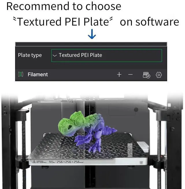 Alt view image 6 of 6 - PEO+PEI Build Plate for Bambu Lab X1C/X1/P1P/P1S/A1, 257x257mm Double Sided PEO+PEI Spring Steel Bed Plate Flexible Textured Print Bed for Bambulab 3D Printers