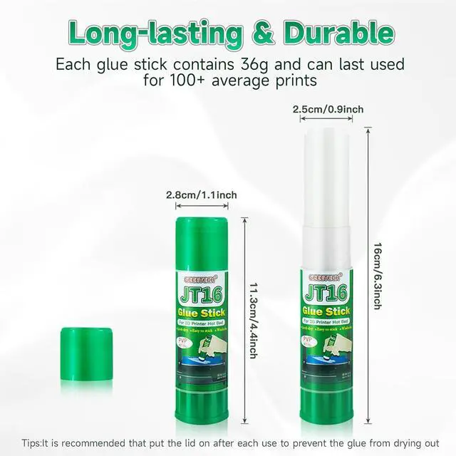 Alt view image 4 of 6 - 3D Printer Glue Sticks, 36 Grams Each PVP Solid Glue Sticks for Hot Bed Plate, Washable, Non-Toxic, Reduce Warping for PLA, ABS, PETG, HIPS, TPU Filament on PEI, Glass, Aluminum, Buildtak Board, 6Pcs