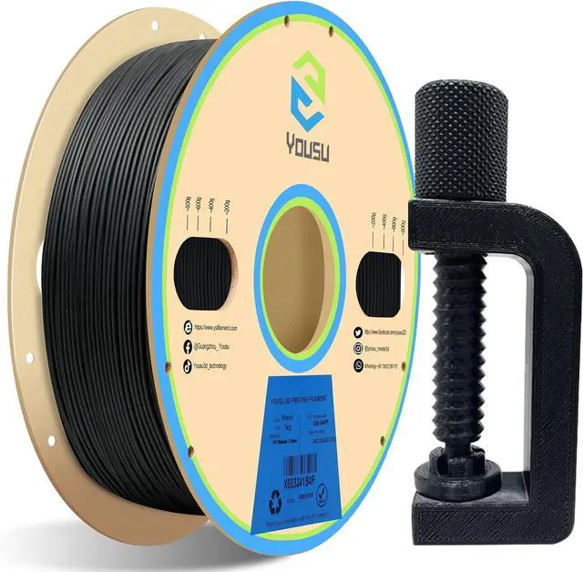 Main image of YOUSU Polypropylene PP Filament, 1.75mm 3D Printer Filament for 3D Printing, 1kg(2.2lbs) 5pcs Build Sheet Included, Semi-Flexible Ultra Tough Filament, Black