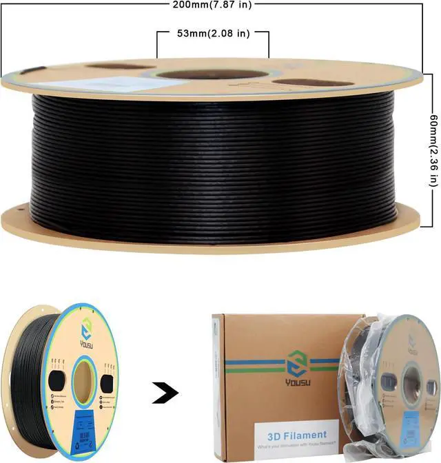 Alt view image 6 of 6 - YOUSU Polypropylene PP Filament, 1.75mm 3D Printer Filament for 3D Printing, 1kg(2.2lbs) 5pcs Build Sheet Included, Semi-Flexible Ultra Tough Filament, Black