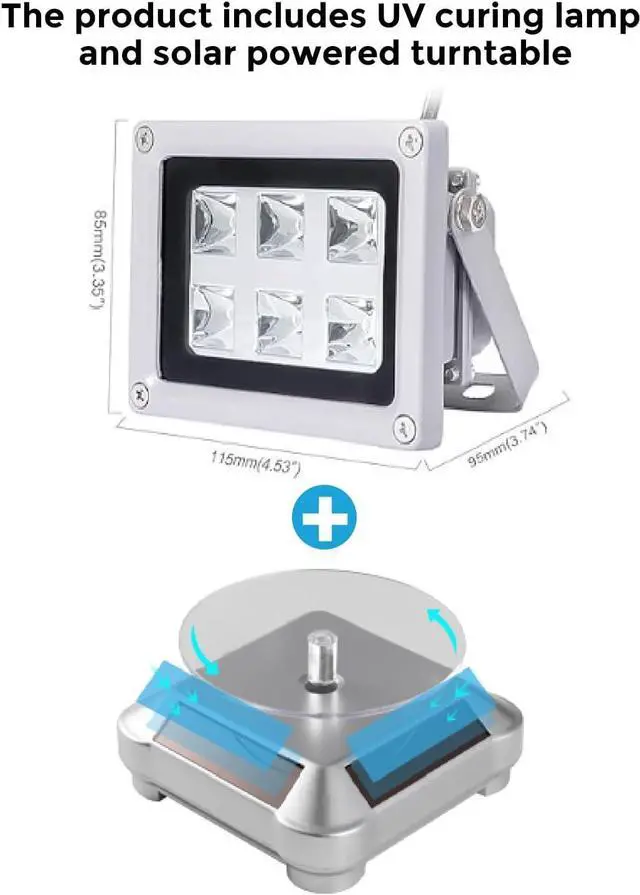 Alt view image 2 of 7 - 3D Printer UV Resin Curing Light with Solar Turntable 360°Rotating Stand for SLA DLP LCD 3D Printer Solidify Photosensitive Resin 405nm UV Resin Affect, DIY Curing Enclosure