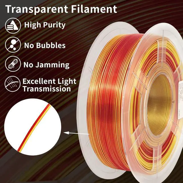Alt view image 3 of 7 - iSANMATE 3D Printer Filament, PLA Filament 1.75mm Dual Color Silk PLA, Silk Gold Red 3D Printing Filament,1 kg Spool