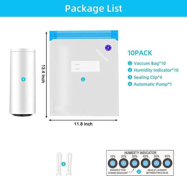 Alt view image 2 of 7 - 3D Printing Filament Storage Bags Vacuum Kit,10Pcs Filament Vacuum Bags with Automatic Pump/Clips, Filament Bags Storage Spool Sealing for Keeping Filament Dry