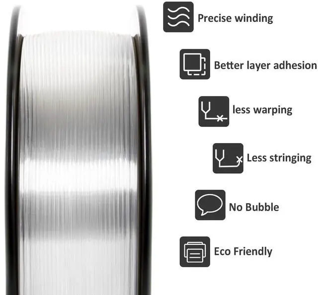 Alt view image 2 of 7 - GIANTARM Clear PLA Filament, 1.75mm Transparent PLA 1kg Spool (2.2lbs), 3D Printer Filament with Vacuum Packaging