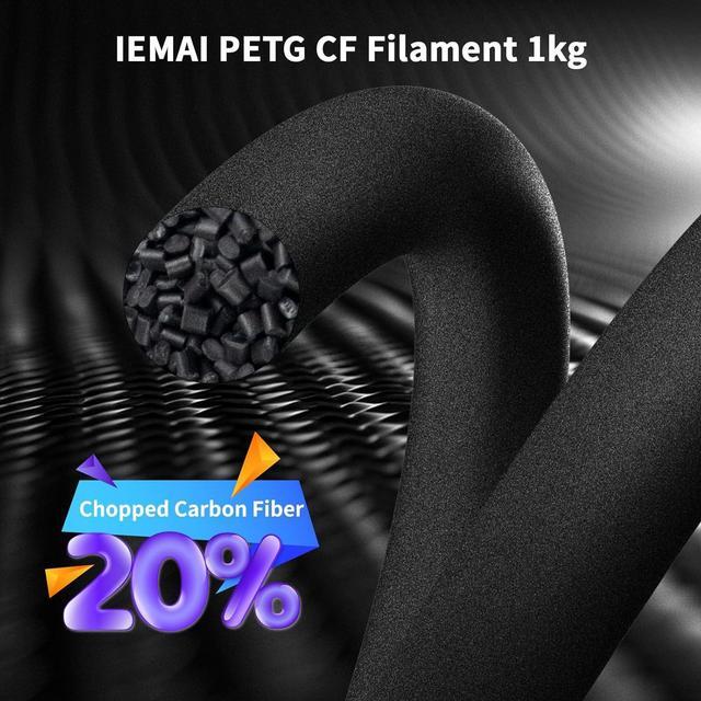 Alt view image 2 of 7 - IEMAI PETG Carbon Fiber Filament 1.75mm, Matte Black PETG-CF, Heat-Resistant, High Strength & Rigidity 3D Printer Filament, 1kg Spool Designed for Complex Models and Functional Parts