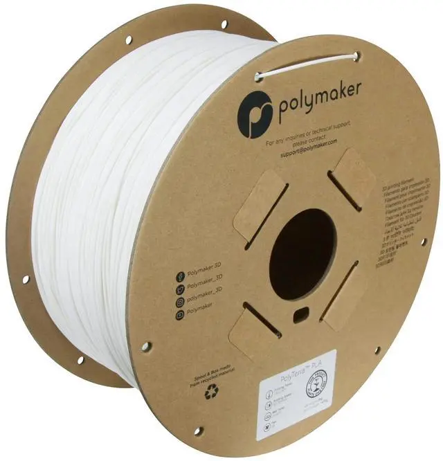 Main image of Polymaker 3kg Matte PLA Filament 1.75mm, White PLA 3D Printer Filament 1.75 - PolyTerra 1.75 PLA Filament Matte White 3kg, Cost Effective Large Roll PLA 3D Printing Filament for Big Projects