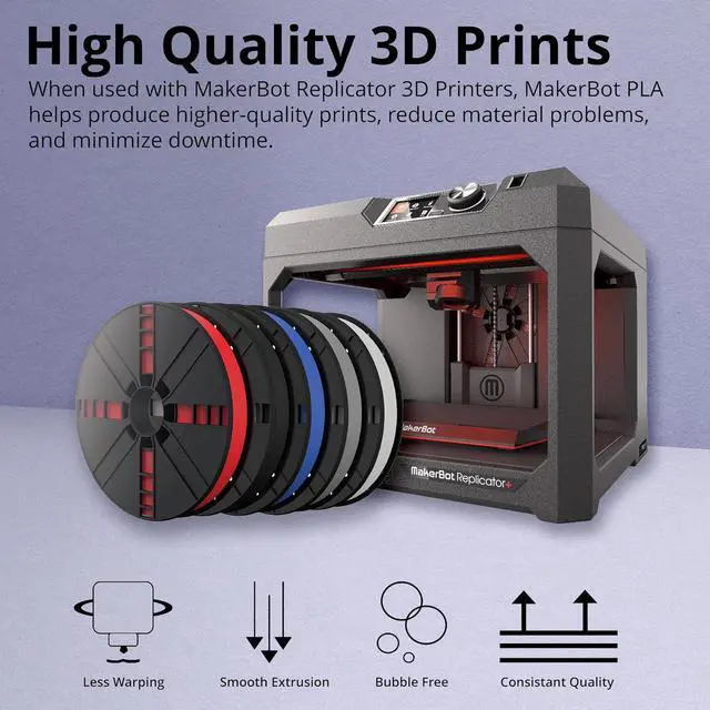 Alt view image 2 of 6 - MakerBot PLA 3D Printing Filament Large Spool for Replicator+ and 5th Gen 3D Printers (Cool Gray)