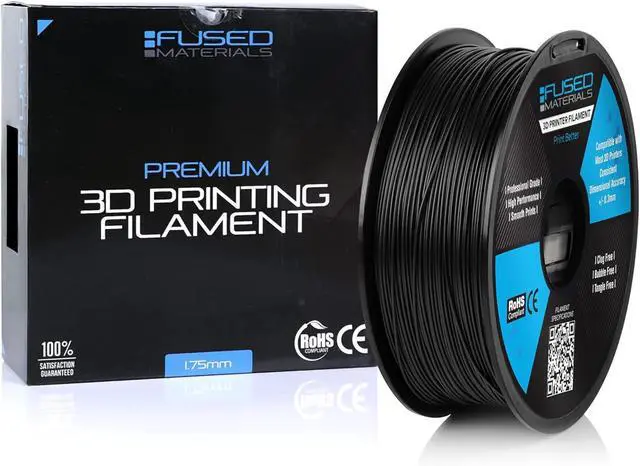 Main image of Black PLA 3D Printer Filament - 1kg Spool, 1.75mm, Dimensional Accuracy +/- 0.03 mm, (Black)